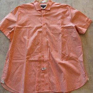 Johnston & Murphy Orange Short Sleeve Dress Vacation Cruise Shirt